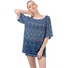 Boho Denim Blue Oversized Chiffon Top by SpinnyChairDesigns