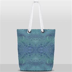 Teal Spirals And Swirls Full Print Rope Handle Tote (small) by SpinnyChairDesigns