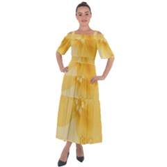 Saffron Yellow Floral Print Shoulder Straps Boho Maxi Dress  by SpinnyChairDesigns