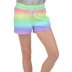 Pastel Rainbow Diamond Pattern Velour Lounge Shorts by SpinnyChairDesigns