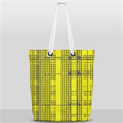 Black Yellow Punk Plaid Full Print Rope Handle Tote (small) by SpinnyChairDesigns
