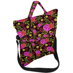 Background Rose Wallpaper Fold Over Handle Tote Bag by HermanTelo