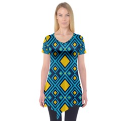 Geometric Abstract Diamond Short Sleeve Tunic  by tmsartbazaar