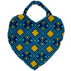 Geometric Abstract Diamond Giant Heart Shaped Tote by tmsartbazaar