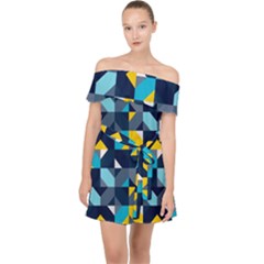 Geometric Hypnotic Shapes Off Shoulder Chiffon Dress by tmsartbazaar