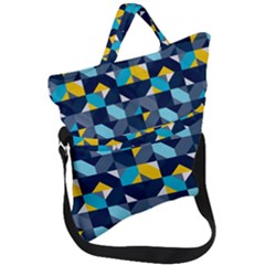 Geometric Hypnotic Shapes Fold Over Handle Tote Bag by tmsartbazaar