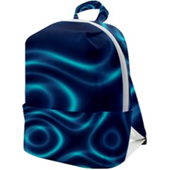 Blue Wavy Zip Up Backpack by Sabelacarlos