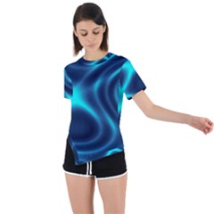 Blue Wave 2 Asymmetrical Short Sleeve Sports Tee by Sabelacarlos