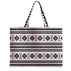 Black And White Aztec Zipper Mini Tote Bag by tmsartbazaar