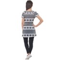 Black And White Aztec Puff Sleeve Tunic Top View2