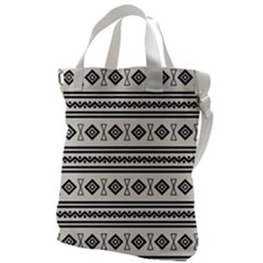 Black And White Aztec Canvas Messenger Bag by tmsartbazaar