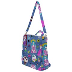 Blue Denim And Drawings Crossbody Backpack by snowwhitegirl