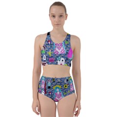 Blue Denim And Drawings Daisies Racer Back Bikini Set by snowwhitegirl