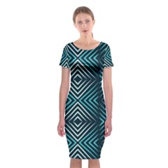 Blue Motif Design Classic Short Sleeve Midi Dress by tmsartbazaar