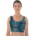 Blue Motif Design Velvet Crop Top View1