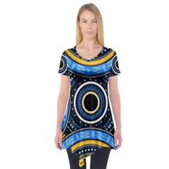Tribal Zentangle Art Short Sleeve Tunic  by tmsartbazaar