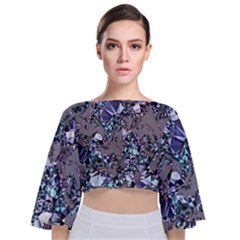 Crystal Puke Tie Back Butterfly Sleeve Chiffon Top by MRNStudios