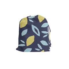 Laser Lemon Navy Drawstring Pouch (medium) by andStretch