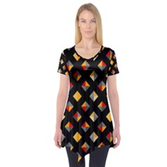 Geometric Diamond Tile Short Sleeve Tunic  by tmsartbazaar