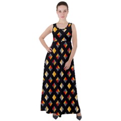 Geometric Diamond Tile Empire Waist Velour Maxi Dress by tmsartbazaar