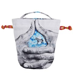 Hands Horse Hand Dream Drawstring Bucket Bag by HermanTelo