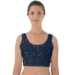 Traditional Tribal Pattern Velvet Crop Top by tmsartbazaar