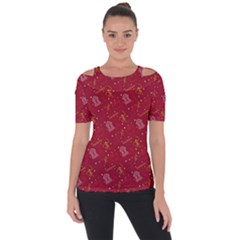 African Folk Tribal Art Shoulder Cut Out Short Sleeve Top by tmsartbazaar