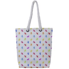 Multicolored Hands Silhouette Motif Design Full Print Rope Handle Tote (small) by dflcprintsclothing