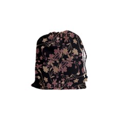 Dark Floral Ornate Print Drawstring Pouch (small) by dflcprintsclothing