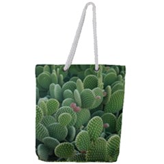 Green Cactus Full Print Rope Handle Tote (large) by Sparkle