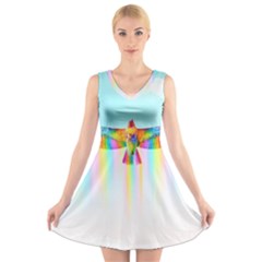 Rainbow Bird V-neck Sleeveless Dress by Sparkle