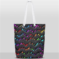 Rainbowwaves Full Print Rope Handle Tote (small) by Sparkle
