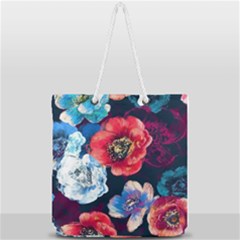 Flowers Pattern Full Print Rope Handle Tote (large) by Sparkle