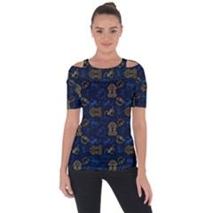 Tribal Festive Folk Pattern Shoulder Cut Out Short Sleeve Top by tmsartbazaar