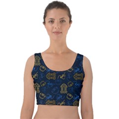 Tribal Festive Folk Pattern Velvet Crop Top by tmsartbazaar