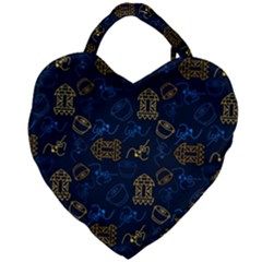 Tribal Festive Folk Pattern Giant Heart Shaped Tote by tmsartbazaar