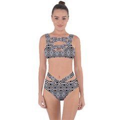 Abstract Boho Style Geometric Bandaged Up Bikini Set  by tmsartbazaar