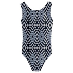 Abstract Boho Style Geometric Kids  Cut-out Back One Piece Swimsuit by tmsartbazaar