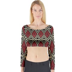 Motif Boho Style Geometric Long Sleeve Crop Top by tmsartbazaar