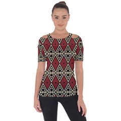 Motif Boho Style Geometric Shoulder Cut Out Short Sleeve Top by tmsartbazaar