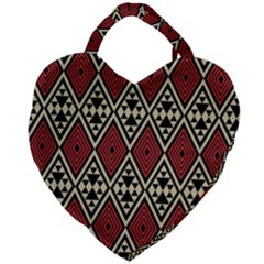Motif Boho Style Geometric Giant Heart Shaped Tote by tmsartbazaar