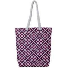 Two Tone Lattice Pattern Full Print Rope Handle Tote (small) by kellehco