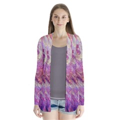 Marbling Abstract Layers Drape Collar Cardigan by kaleidomarblingart