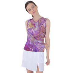 Marbling Abstract Layers Women s Sleeveless Sports Top by kaleidomarblingart