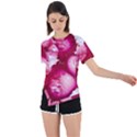 Peonie On Marbling Patterns Asymmetrical Short Sleeve Sports Tee View1
