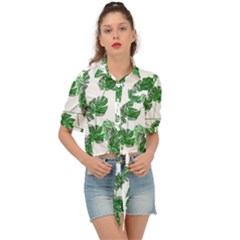 Leaf Tie Front Shirt  by 1dsign