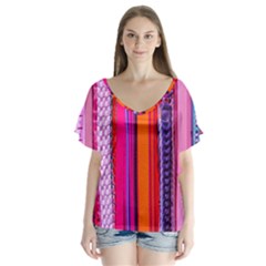 Fashion Belts V-neck Flutter Sleeve Top by essentialimage