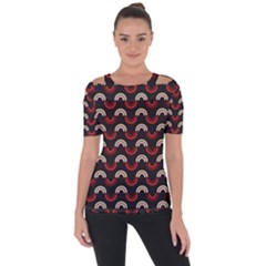 Fun Rainbow Stroke Shoulder Cut Out Short Sleeve Top by tmsartbazaar