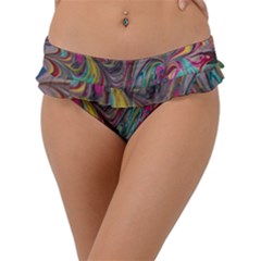 Abstract Marbling Frill Bikini Bottom by kaleidomarblingart