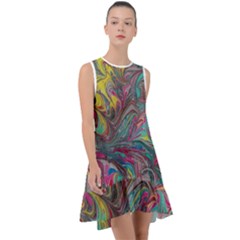 Abstract Marbling Frill Swing Dress by kaleidomarblingart